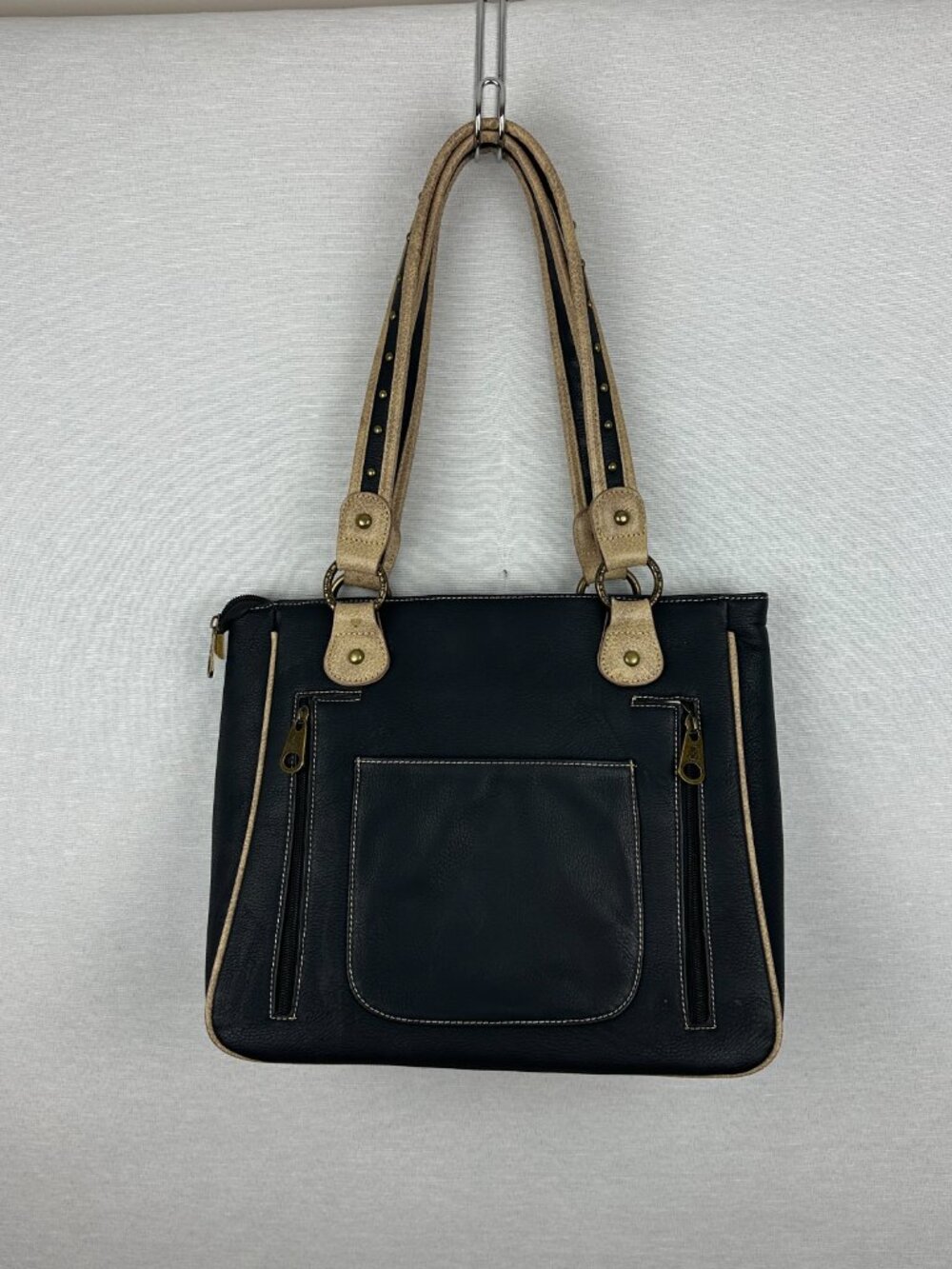 AMERICAN BLING WESTERN CONCEALED CARRY PURSE EMBROIDERED TURQUOISE DESIGN, BLACK - Picture 3 of 12